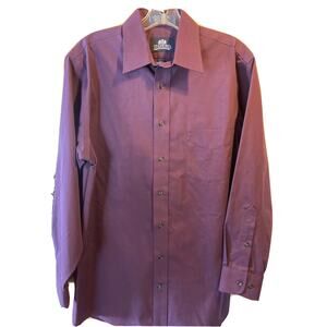 Stafford Men’s 15.5 32/33 Purple Long Sleeve Button Down Cotton Blend Shirt